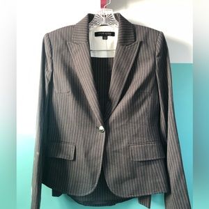 Anne Klein Suit with Jacket and Skirt in Charcoal Stripe